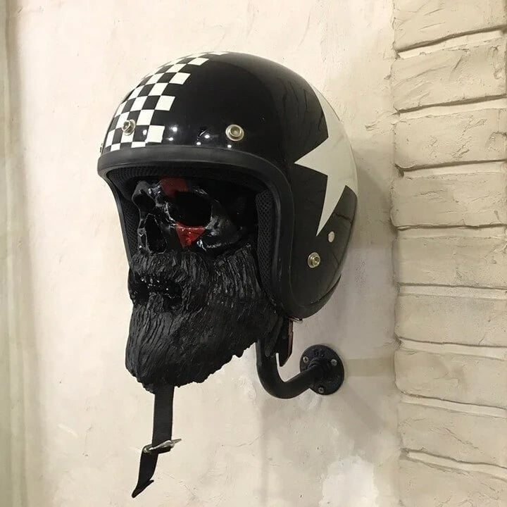 🎄Motorcycle Skull Helmet Holder with Beard(🎁Christmas gift for riders)