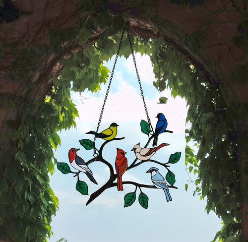 🎄Birds Stained Window Panel Hangings🎁