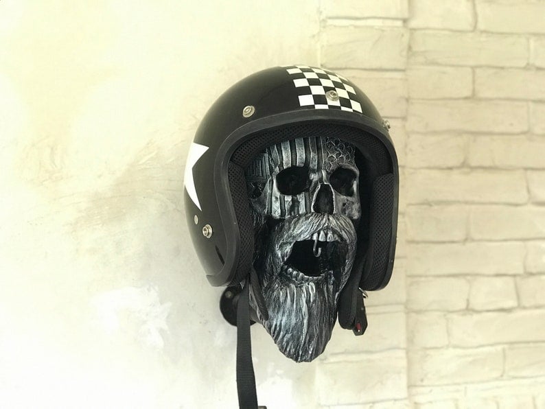 🎄Motorcycle Skull Helmet Holder with Beard(🎁Christmas gift for riders)