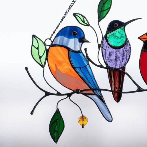 🎄Birds Stained Window Panel Hangings🎁