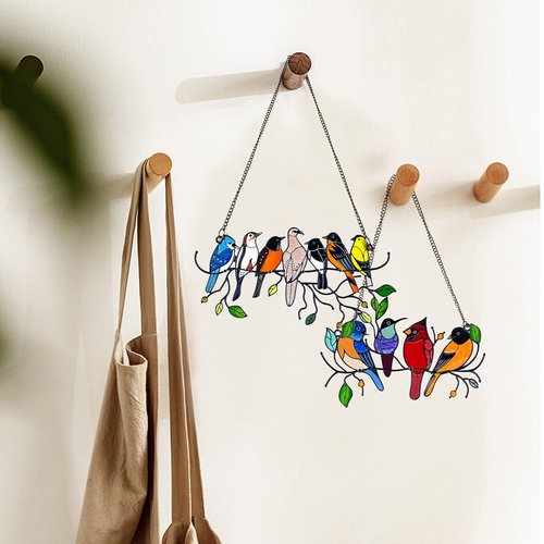 🎄Birds Stained Window Panel Hangings🎁