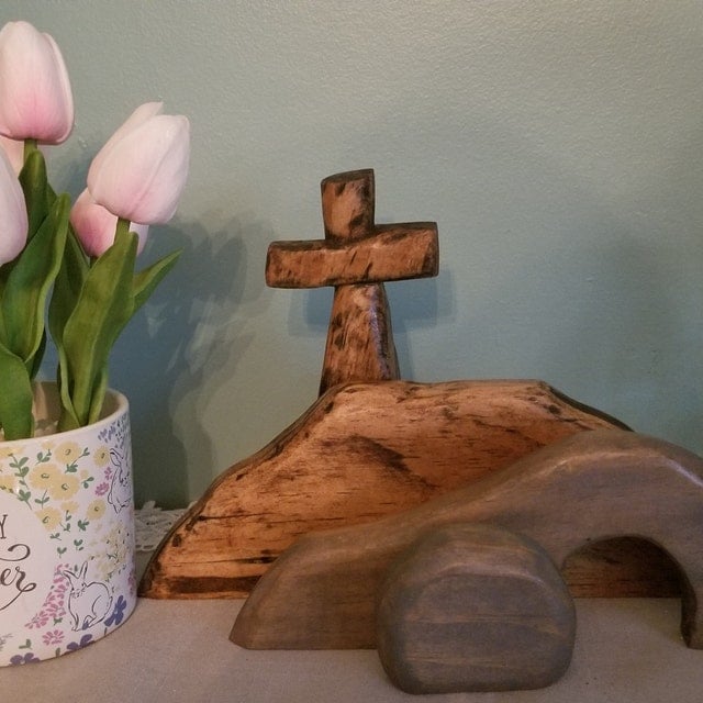 The empty tomb Easter Scene and Crossđ„Easter Hot Sale