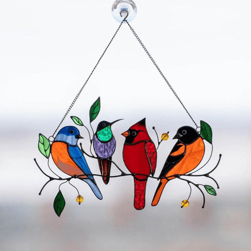🎄Birds Stained Window Panel Hangings🎁