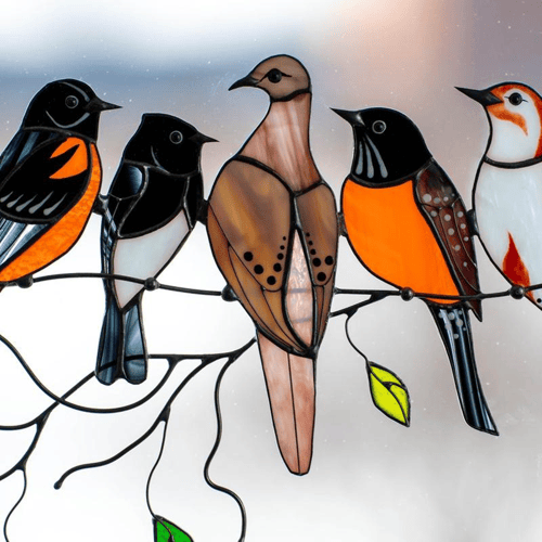 🎄Birds Stained Window Panel Hangings🎁