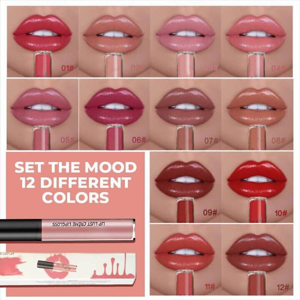 12 Color Long Lasting Moist Lip Gloss Plumper Liquid Lipstick