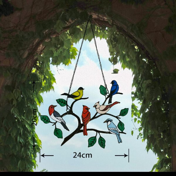 🎄Birds Stained Window Panel Hangings🎁
