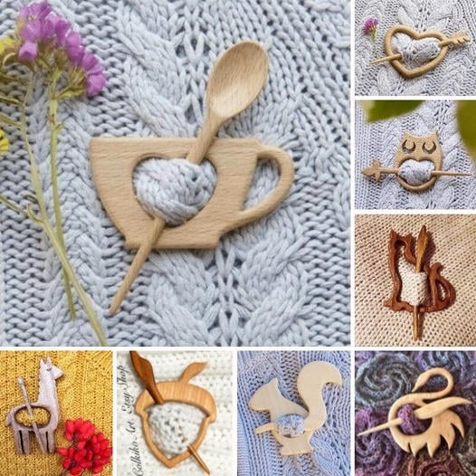 Brooch pin with wooden animal pattern (sweater clip)🎁