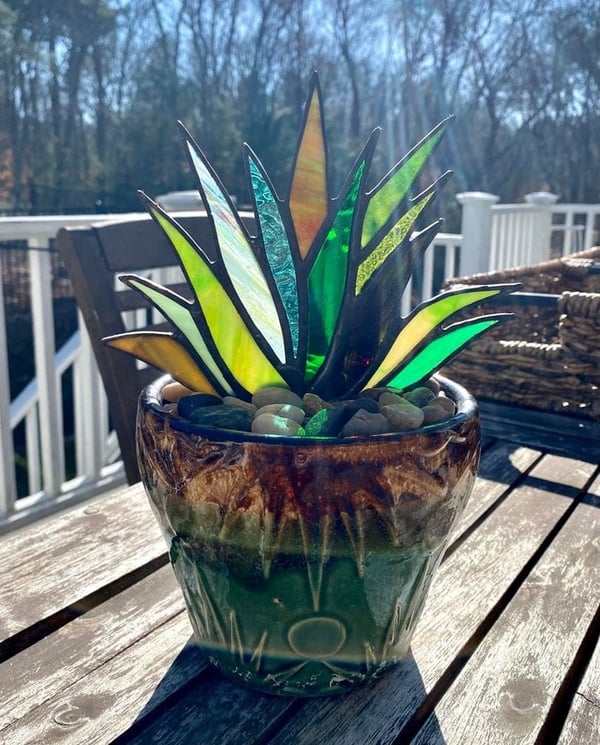 🎄SUNCATCHER STAINED AGAVE PLANTS（without Flower pot）🎁